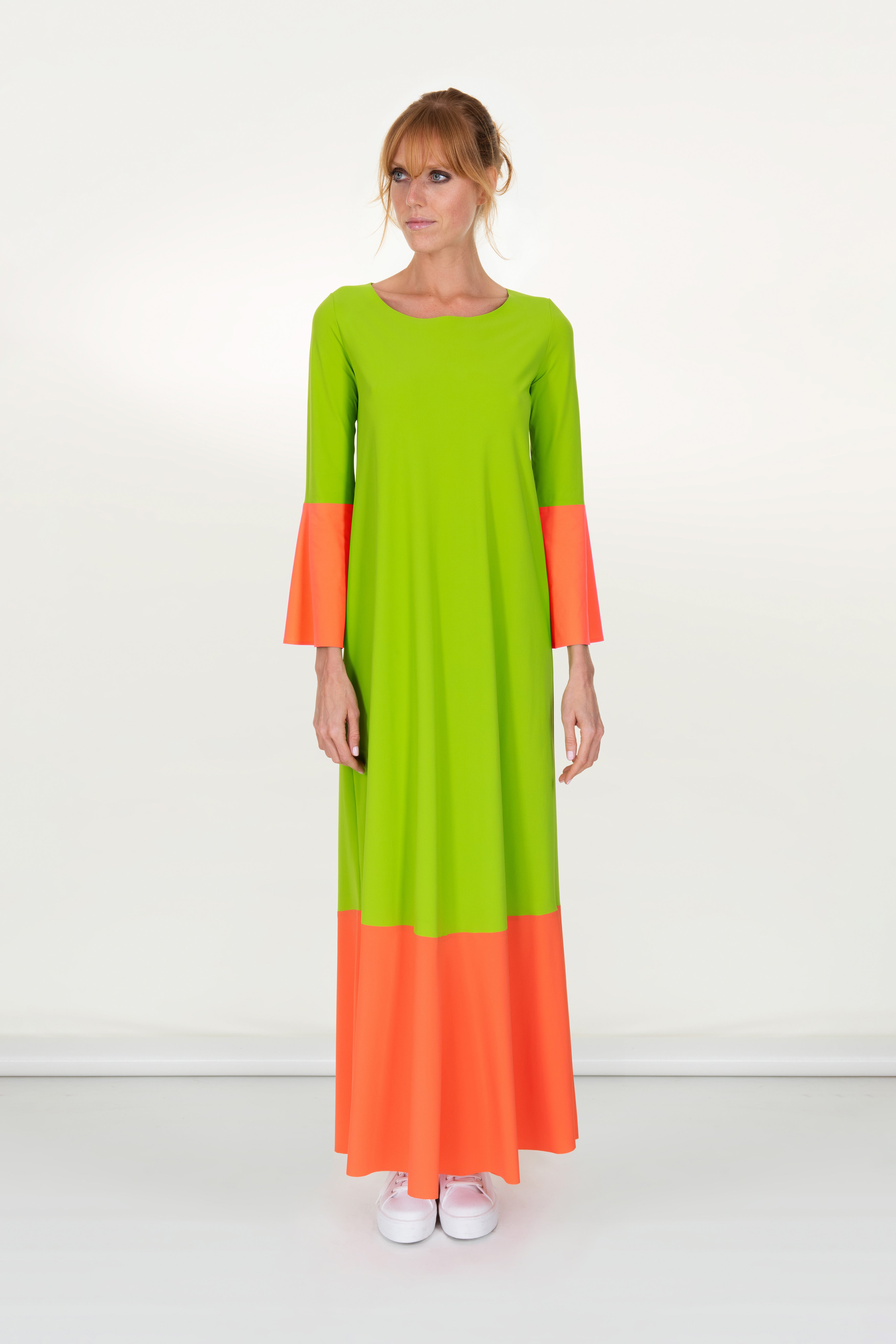 Leela Contrast Colour Long Kaftan Dress
