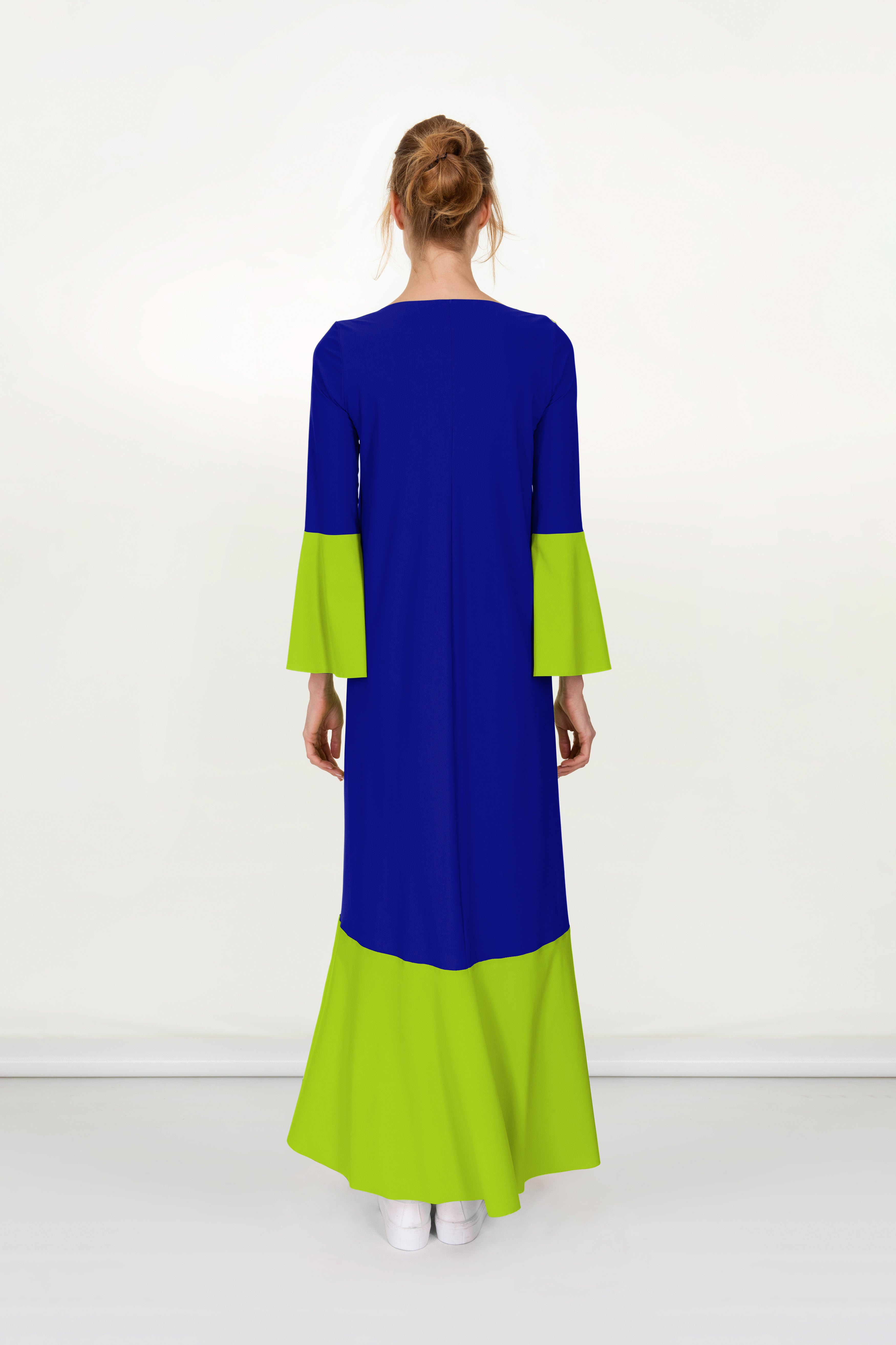 Leela Contrast Colour Long Kaftan Dress