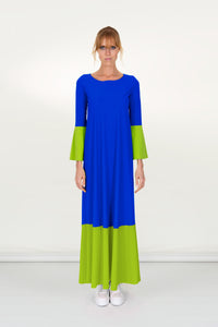Leela Contrast Colour Long Kaftan Dress